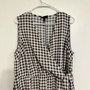 Lane Bryant Gingham Print Black and White Dress Size 14/16 Wrap Dress